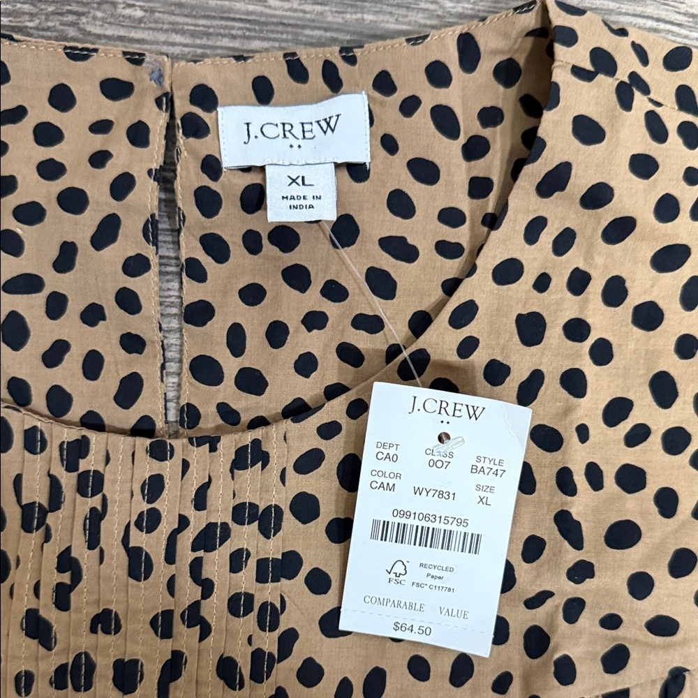 J. Crew Tan and Black Polka Dot Ruffle Sleeve Camisole - Picture 3 of 10